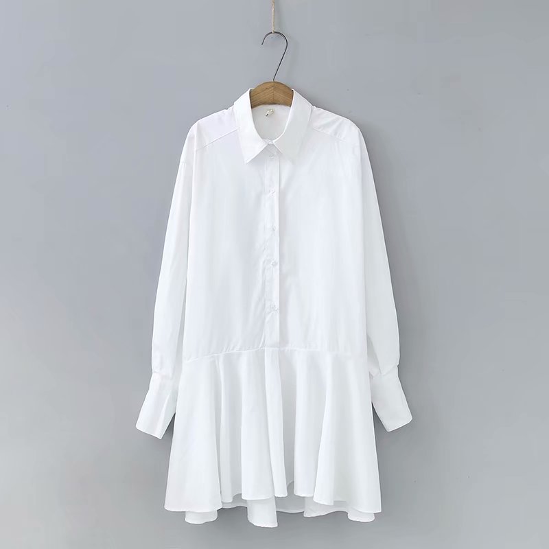 Vestido trompeta informal con dobladillo irregular, volantes,