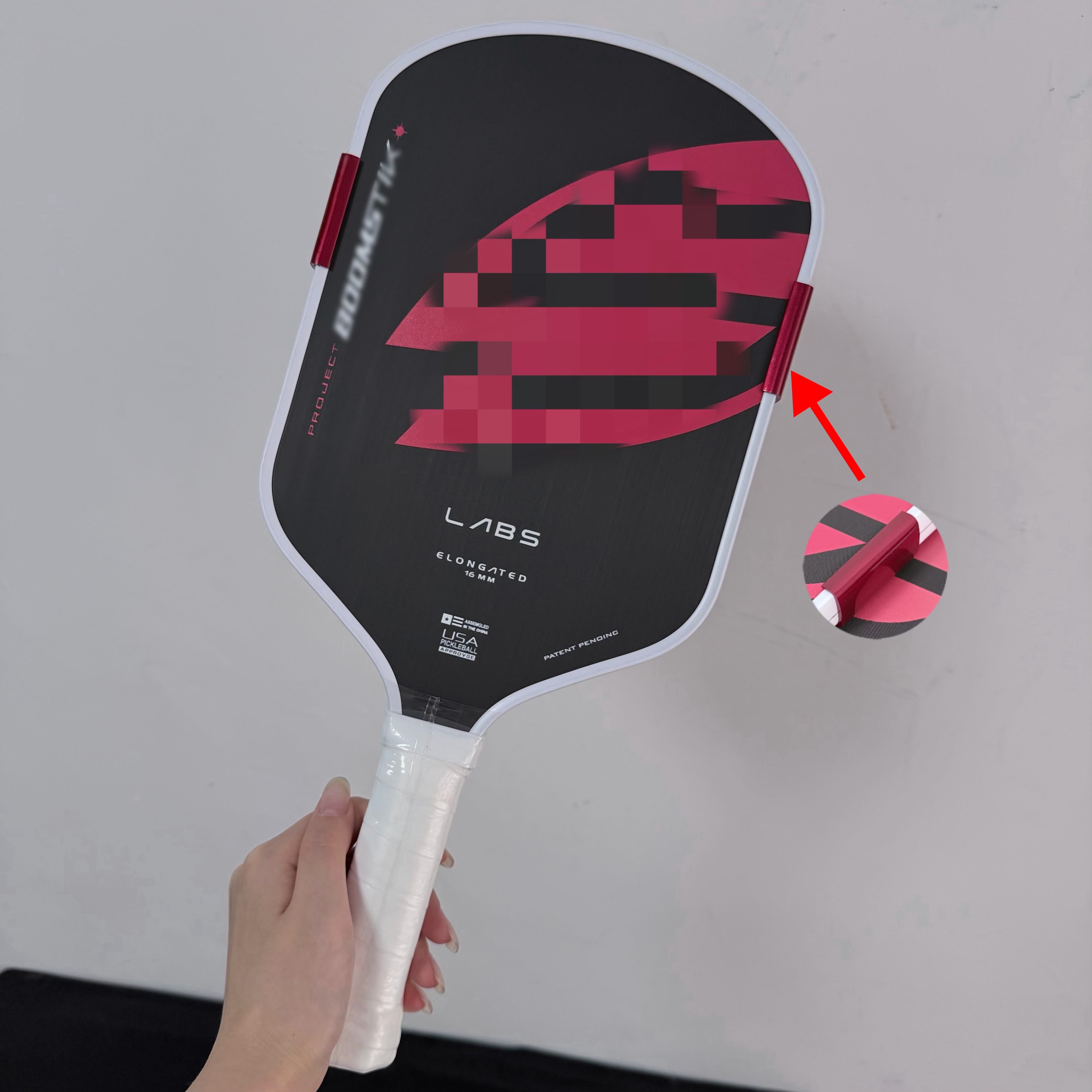 LABS Project Boomstk Elongated Pickleball Paddle 16mm Boom Core Racket Pure Foam Paddle: Burgundy