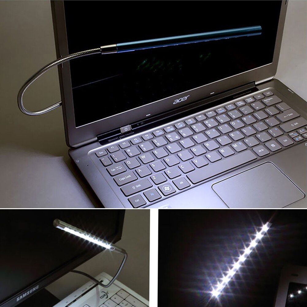 Usb led natlys fleksibelt 5v bærbare tastatur læsebelysning usb led skrivebordslampe sølv/sort/gylden/lilla/blå/rød