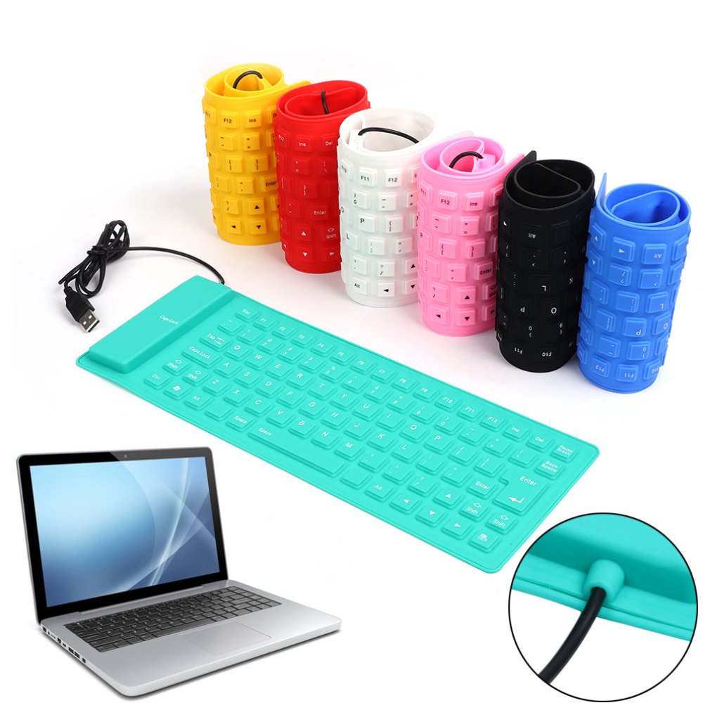 Portable USB Keyboard Flexible Water Resistant Soft Silicone Gaming keyboard for Tablet Computer Laptop PC
