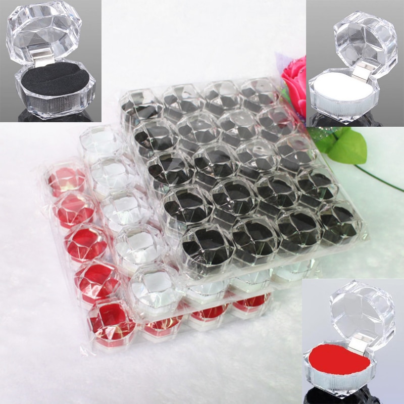 Mordoa 20pcs/lot 3 Color Options Jewelry Package Ring Earring Box Acrylic Transparent Wedding Packaging Jewelry Box