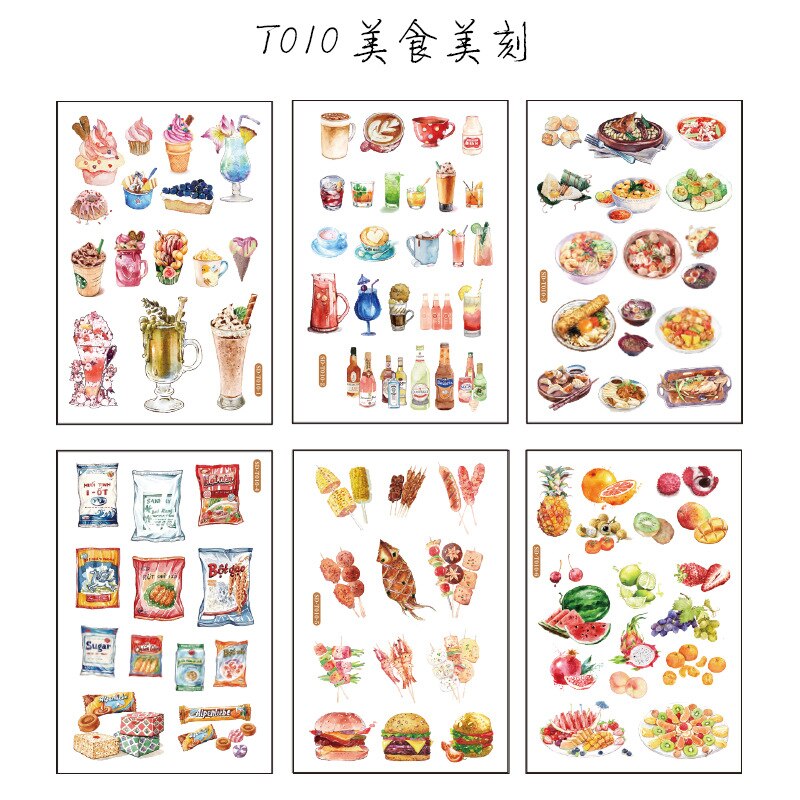 Pegatinas de papel Washi Kawaii para diario, suministros de papelería decorativos para cuaderno, álbum de recortes, 6 hojas: 10