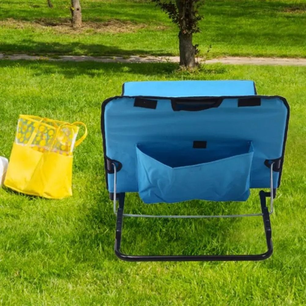 Hopfällbar strandstol med lutningsfunktion och handtag, hopfällbar loungestol, nackstöd, utomhusschäslong, utomhuscamping