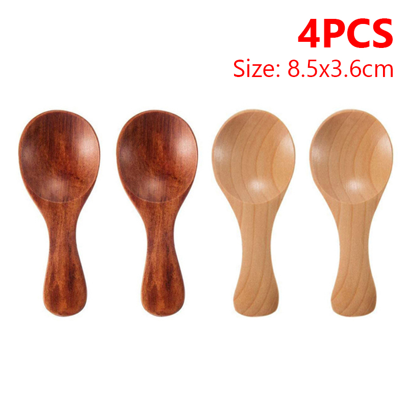 Mini cucharas de madera para cocina, cuchara para condimentos de especias, café, té, azúcar, cucharaditas, mango corto, vajilla para el hogar, 8/1 Uds.: Azul