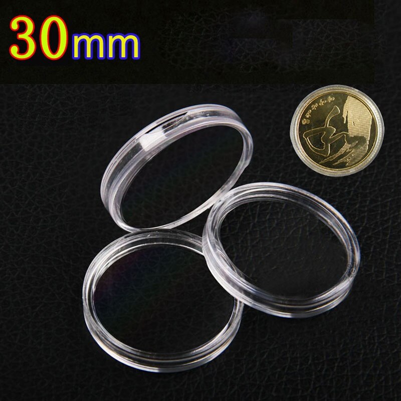 10 Pcs 30mm Coin Holder Mini Case Acrylic Clear Round Plastic Cases Coin Collection Box Coin Storage Capsules Holder Cases