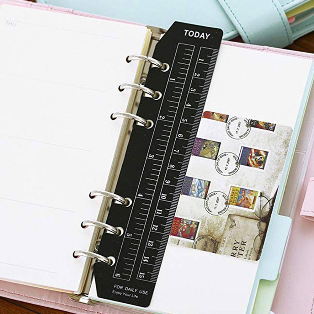 2 Pcs Notebook Page PVC Loose-leaf Separator Page A5/A6/A7 Size Different Multi-function Holes Ruler Bookmark 6 K5W6