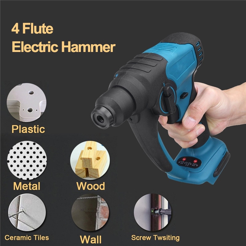 18V Brushless Cordless Hammer Drill Rechargeable Electric Rotary Hammer Impact Drill Power Tools For Makita Battery
