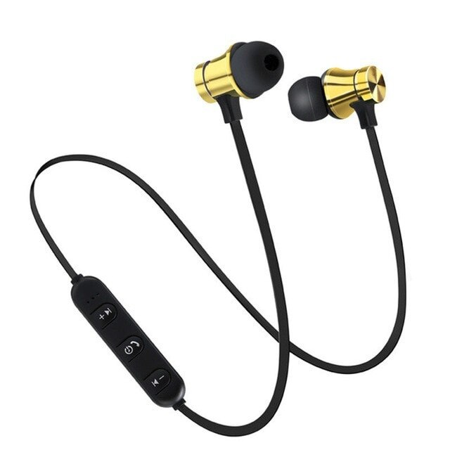 Draadloze Magnetische Bluetooth 4.2 Headset Sport Oordopjes Headset Met Microfoon Voor Iphone Samsung Huawei: Golden