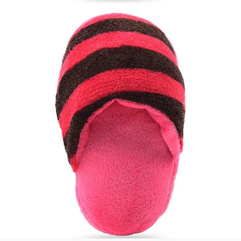 Dog Toy Pet Chew Play Toy For Pet Cat Puppy Teeth Cleaning Funny Toy Dog Plush Slipper Shaped Flip Flop: Stripe