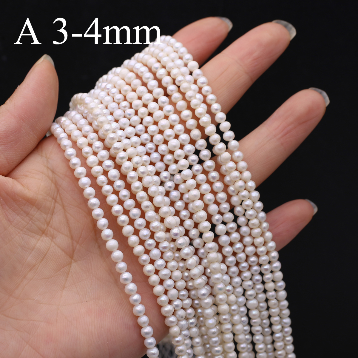 Naturlige ferskvandsperler, perlearbejde, 3-4mm stk. små runde perler, spacerperler til smykkefremstilling, gør-det-selv halskæde, armbåndstilbehør: Hvid