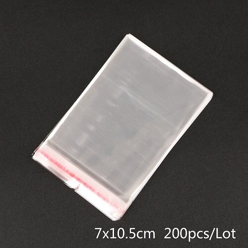 New Arrival 100/200 sztuk przezroczyste samoprzylepne z tworzywa sztucznego odporna na wilgoć samoprzylepne prezent torba torebki biżuteria BagBag DIY: 7x10.5cm