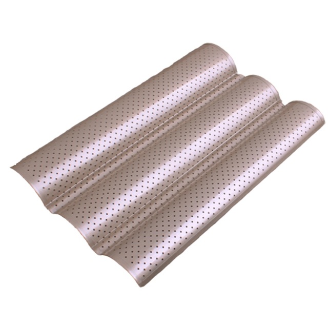 Molde de Baguette ondulado para hornear, alfombrilla antiadherente para horno, bandeja, tapete, utensilios de cocina: Golden wide side 3