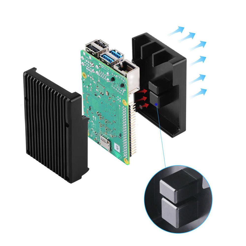 Raspberry Pi 4 Model B Black Dark Gray Aluminum Alloy Case Passive Cooling Shell Metal Enclosure Heat Dissipation for Pi 4