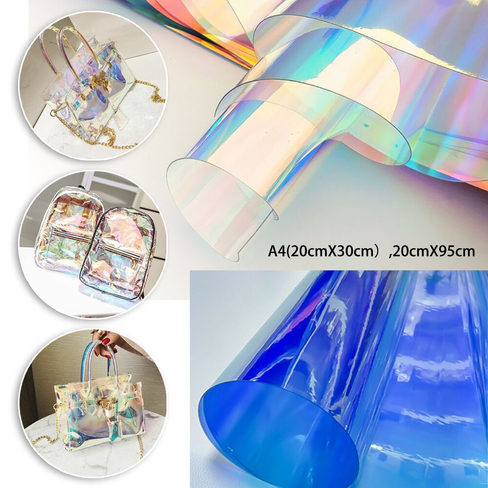 1 Sheet Clear Transparent PVC Holographic Magi C DIY Crafts Multicolor Fabric Vinyl Film
