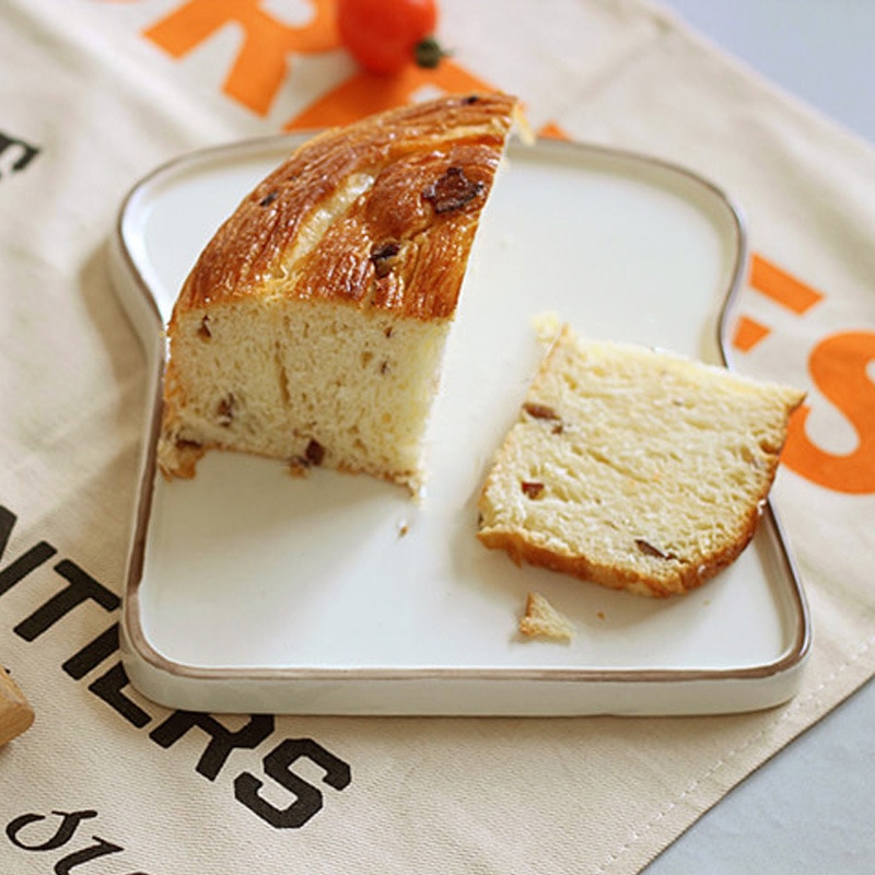 Ceramic Western Bread Tray Home Toast Shape Dessert Storage Decoration Dishes Kitchen Fruit Snack Dinner Plates Organization