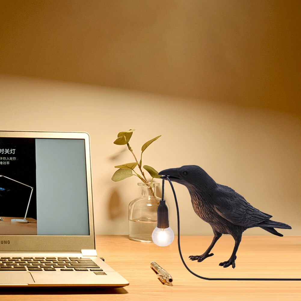Animal Bird Table Lamp Aisle Bedside Lamp Lucky Bird Bedroom Decor Nordic Led Table Lamp Resin Crow Desk Lamp Wall Light