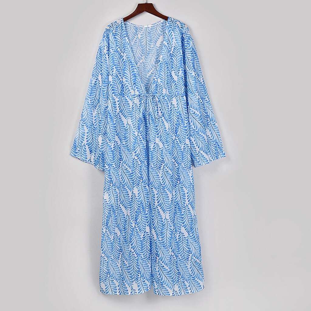 Bikini cover ups boho smock strandkjole badetøj cover up print badedragt outfit tunikaer til kvinder kaftan sarong lang pareo s -2xl