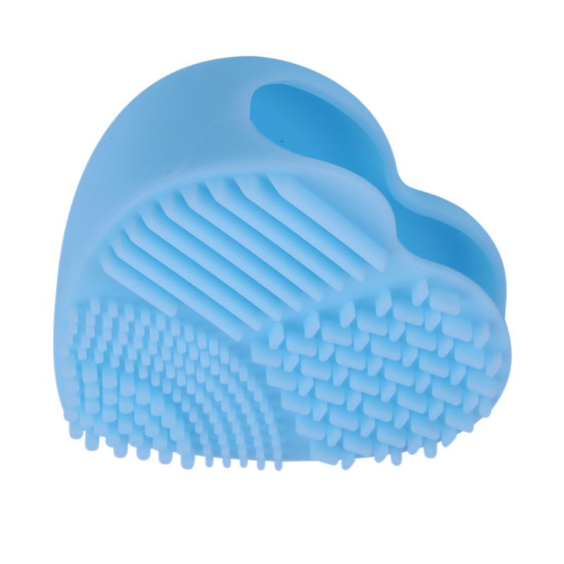 Base de Maquillaje cepillo depurador Junta pincel de maquillaje de silicona almohadilla limpiadora brocha para limpieza de maquillaje Gel alfombrilla de limpieza herramienta de mano: blue