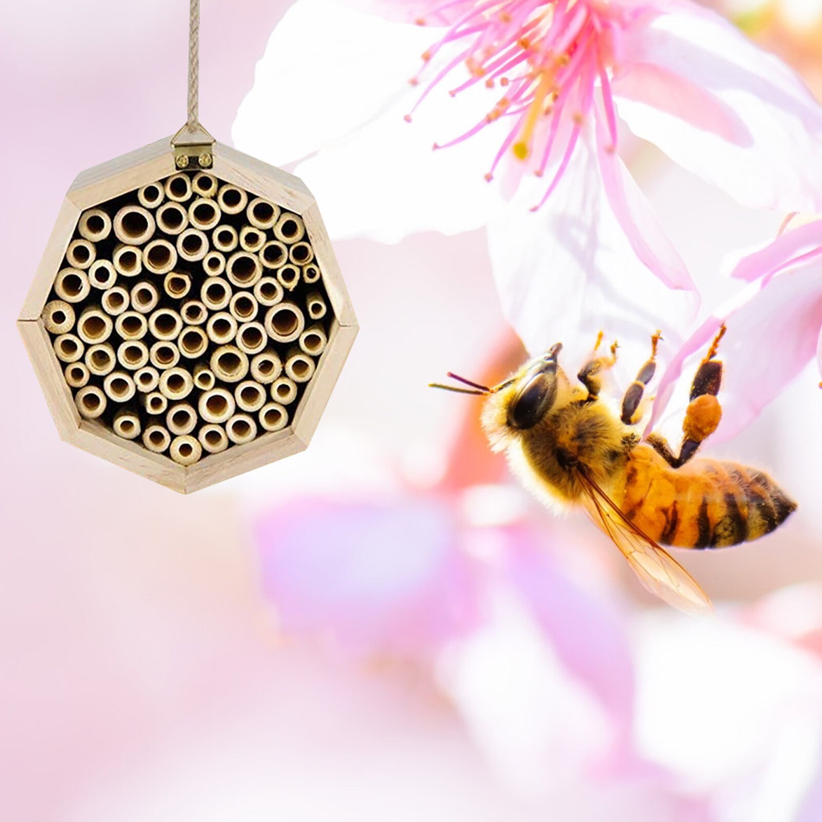 Panal de abeja de bambú Natural hecho A mano, casa para abejas en albañil, apiario, llama A polinizadores de abejas, , novedad de