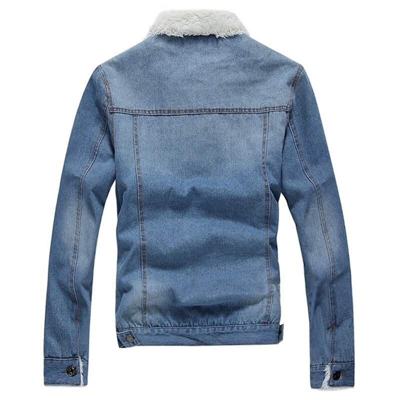 Men Jacket and Coat Trendy Warm Fleece Denim Jacket Winter Jean Jacket Thick Winter Coat For Male Classic Solid Outerwear