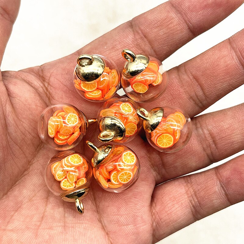 10pcs 16mm Colorful Transparent Ball Glass Polymer Clay Charms Pendant Find Hair Accessories Jewelry Charms Earring: 10