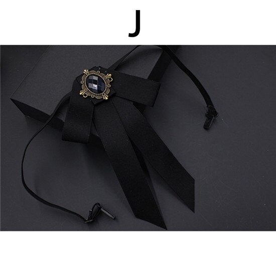 Corbata de moño grande Vintage para mujer, Collar de cinta con borlas de cristal con broche, joyas para un traje , Pin: 10