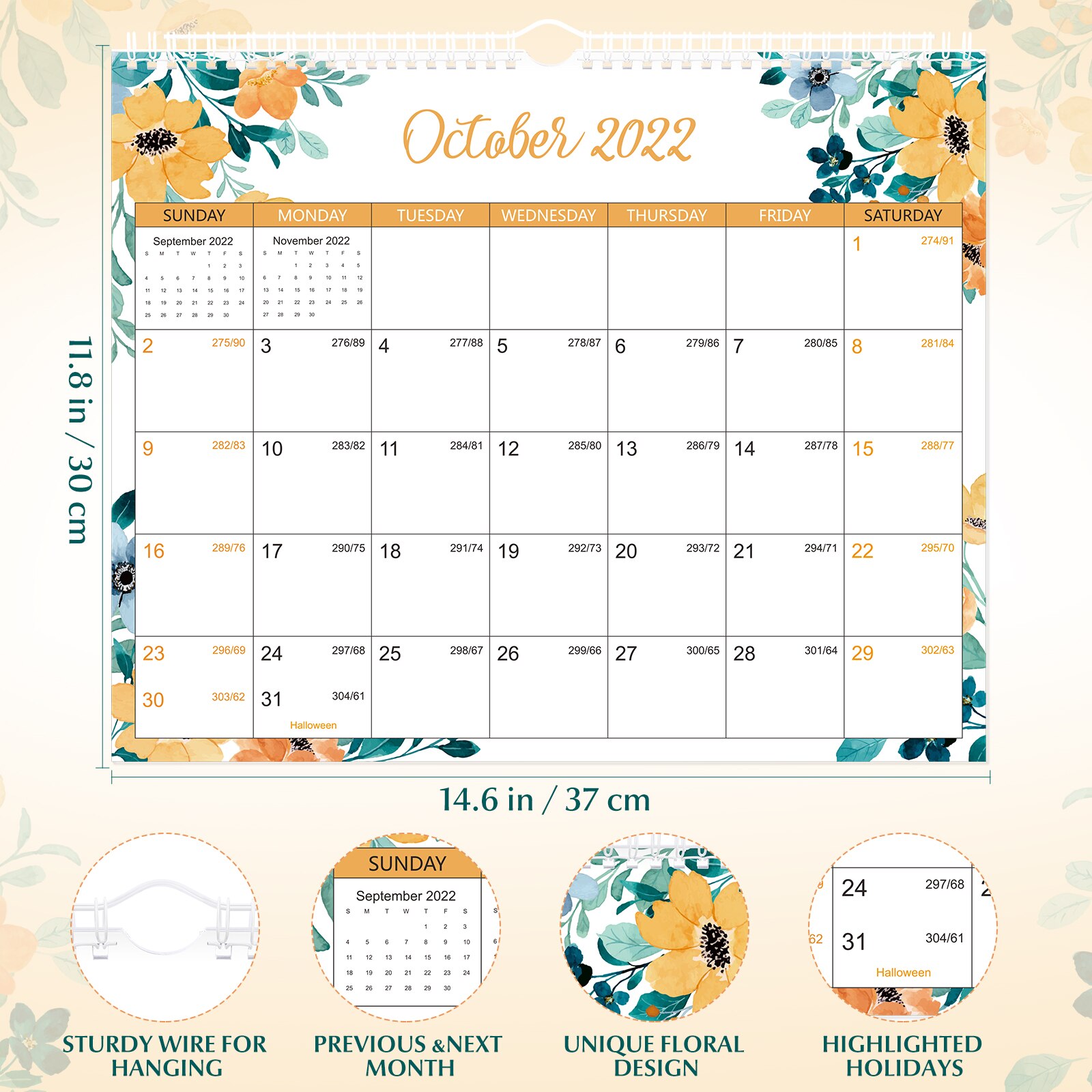 Stobok Floral Wall Calendar 2022-2023 Calendar Jan – Vicedeal