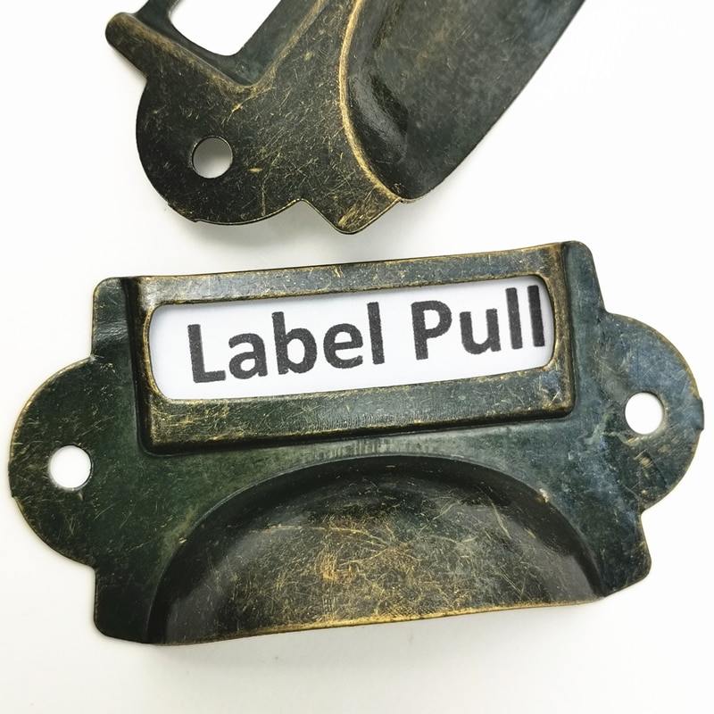 5 Stks/partij Antiek Messing Brons Metalen Label Pull Frame Handvat Bestand Naam Kaarthouder Voor Meubels Kast Lade Doos case Bin