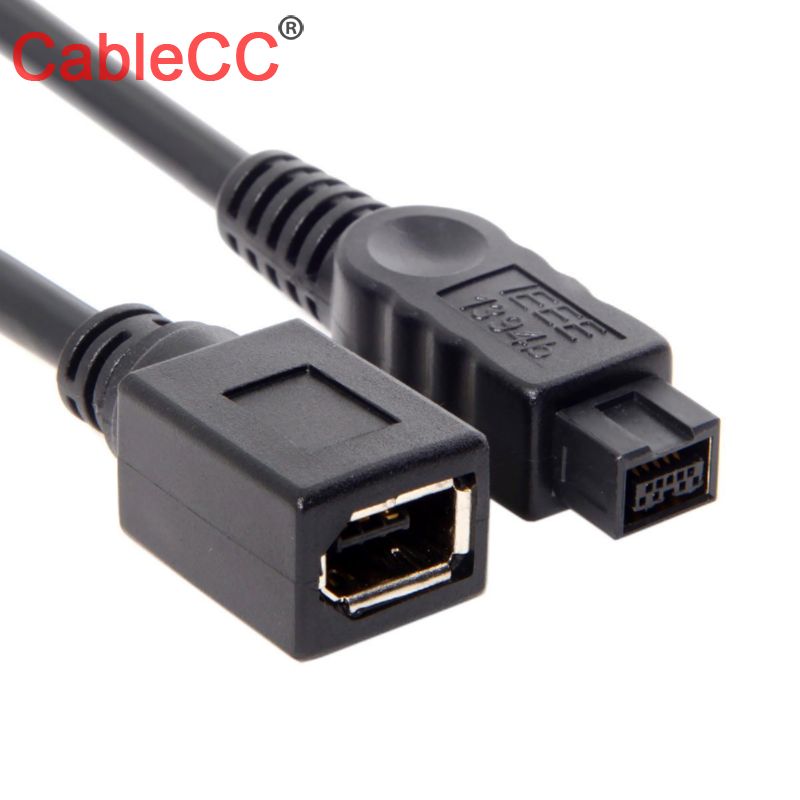 Xiwai Cablecc Black Color IEEE 1394 6PIN Female to 1394b 9PIN male Firewire 400 TO 800 Cable 10cm