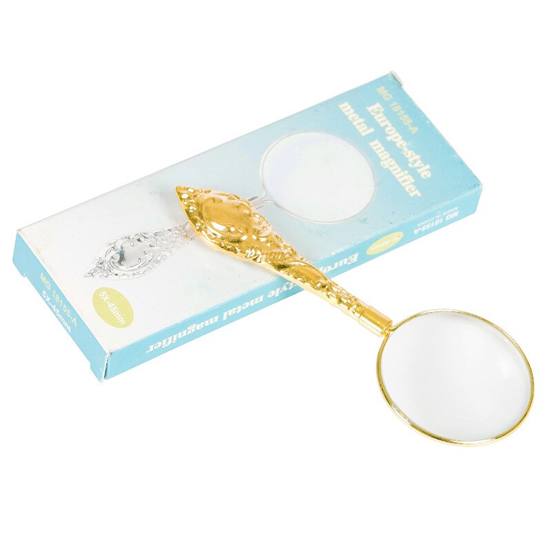 2 Colors European Delicate Pattern Handle Retro Glass Lens High-Grade Embossed Handle Reading Magnifying Glass Carved Magnifier