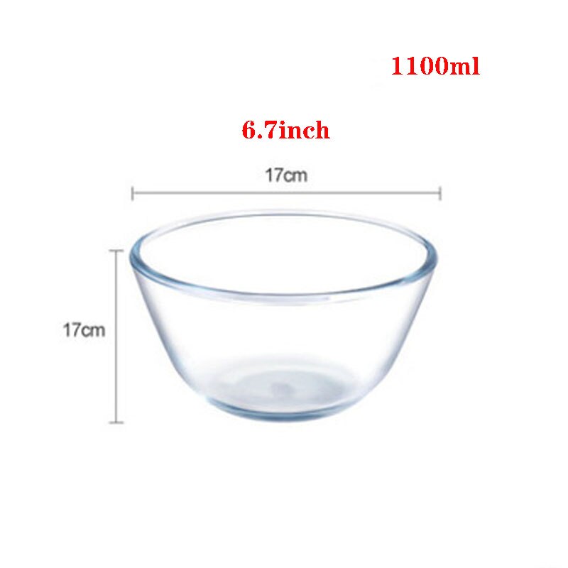 Bol de vidrio borosilicato de gran capacidad, cuencos para mezclar, batidor de huevos, recipiente para cocina, ensaladera, tazón de sopa para amasar: 1000ml