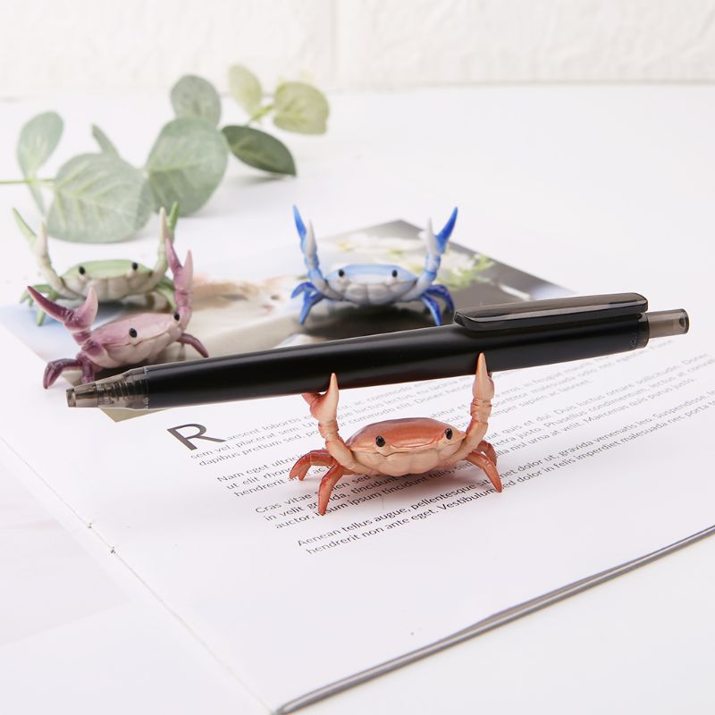 Japanese Cute Crab Pen Holder Weightlifting Crabs Penholder Bracket Storage Rack Stationery