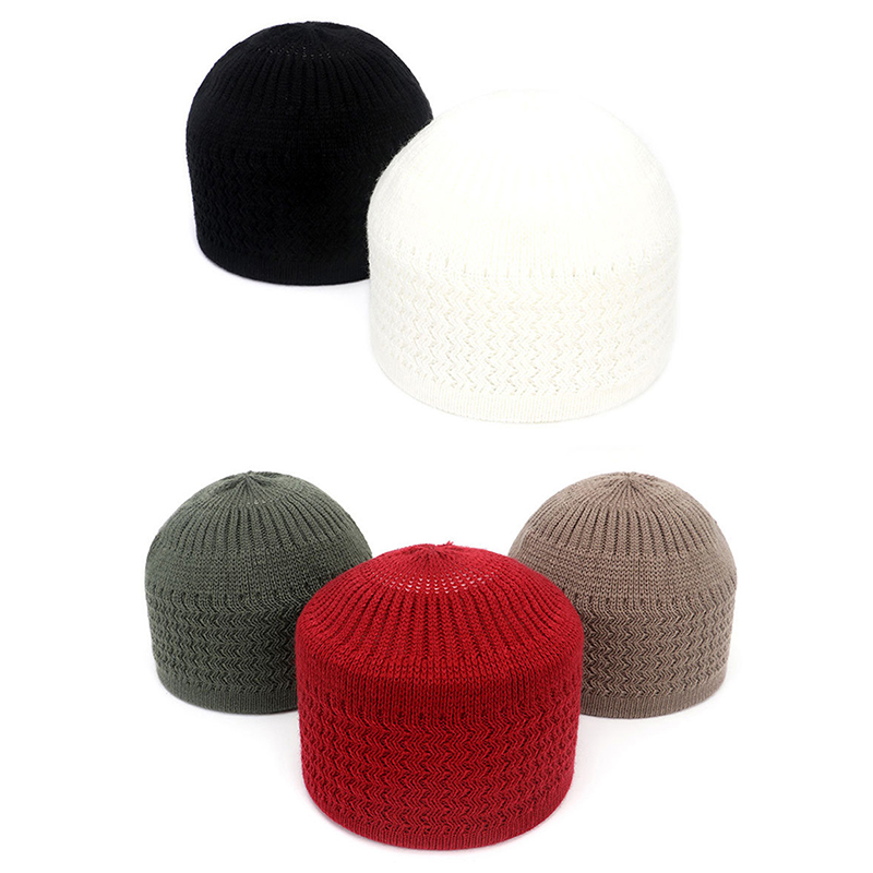 Hiver tricoté hommes musulmans chapeaux de prière unisexe bonnets casquette islamique Ramadan juif kippa Homme chapeau hommes Wrap tête casquettes
