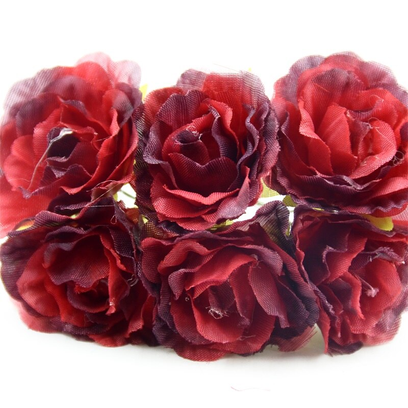 6 stuks van zijde handgemaakte kunstmatige boeket bruiloft decoratie familie tuin thee tafel vaas bloemstuk DIY walnoot decal