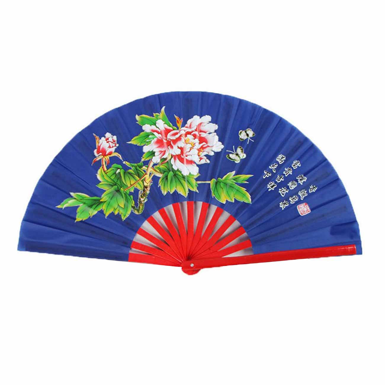 Hand Fan Wedding Bridal Party Folding Chinese Bamboo Cloth Hand Held Dance Fan Cool: Blue
