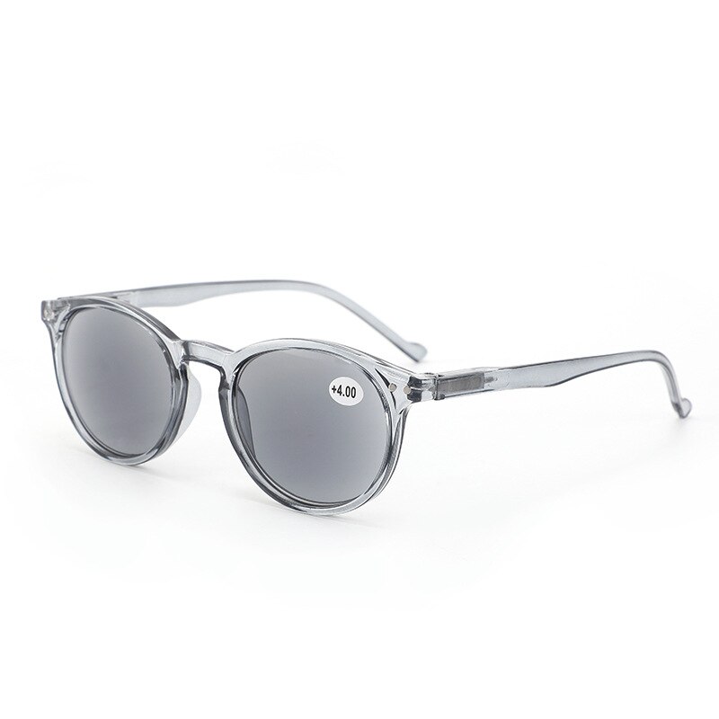 Gafas de lectura para hombre y mujer, lentes para presbicia, redondas, para hipermetropía, antiuv400, dioptrías + 1,0, 1,5, 2,0, 2,5, 3,0: Gris / +150