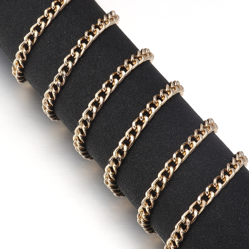 Cadenas en forma de O de aluminio y Metal, 5 yardas/rollo, cadena giratoria de Color dorado y plateado para hacer joyería DIY, suministros de accesorios para bolsas de ropa: 14 mm / Oro