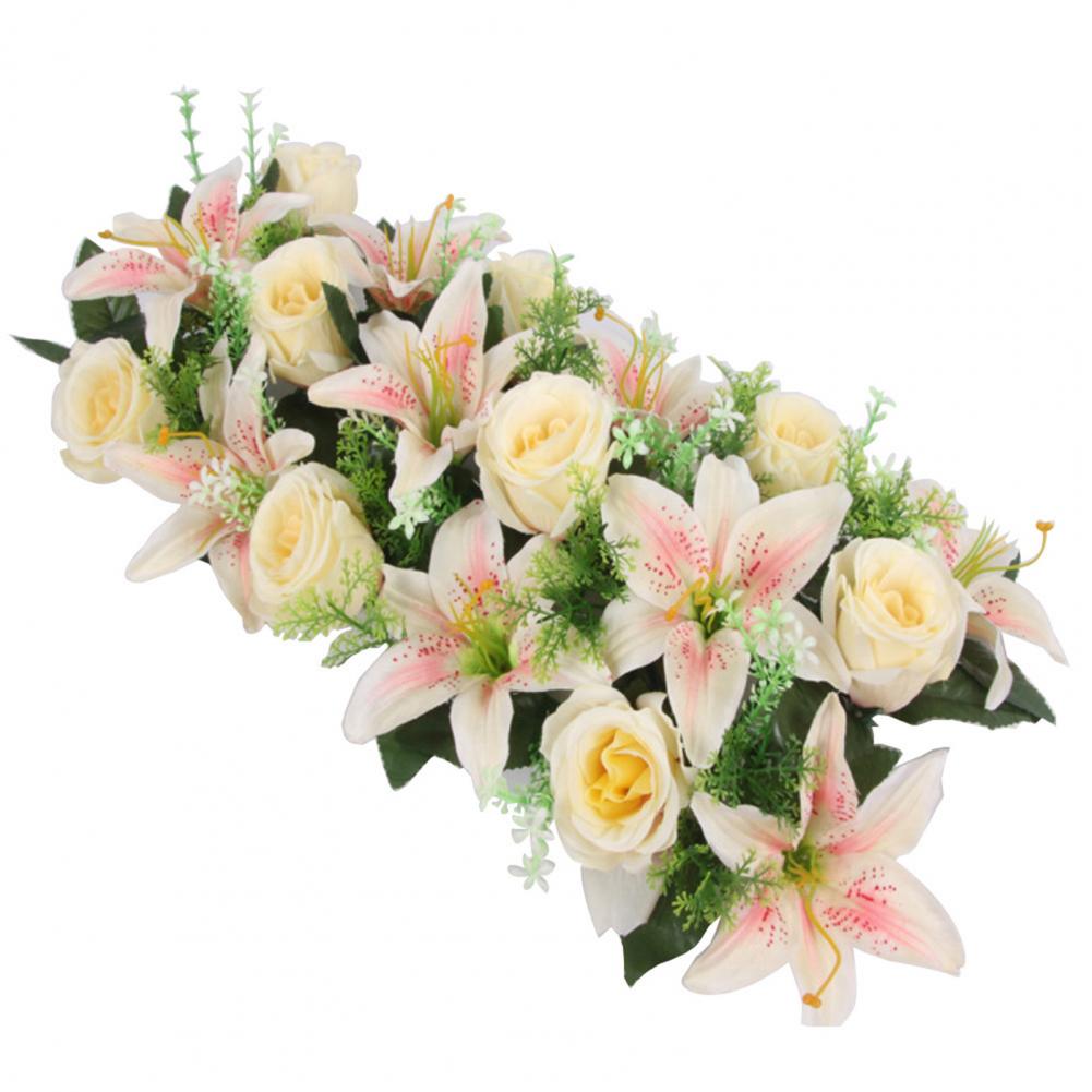 42cm Artificial Flowers Chic Shape DIY Artificial Rose Flowers Garden Fence Wedding Home Decoration Garland Table Decor Flower: SKY BLUE