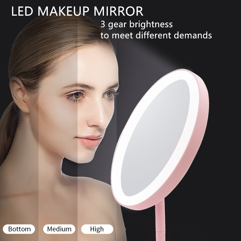 Led Make-Up Spiegel Kleur Veranderende Ronde Pocket Led Light Badkamer Spiegel