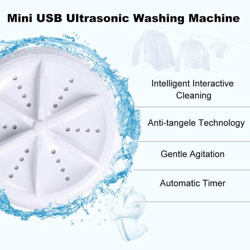 Ultrasonic Turbo Washer Portable Washing Machine Mini Ultrasonic Light Wave Convenient Travel Home Business Travel USB