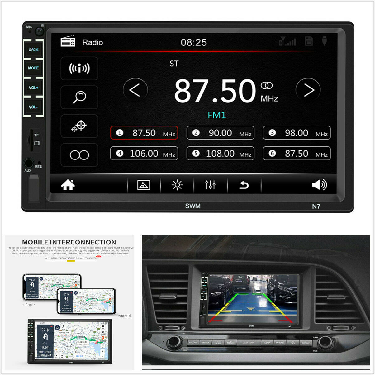 Autoradio 7" Double 2 DIN Head Unit Car Stereo MP5 Player Touch Screen Radio FM/USB/AUX
