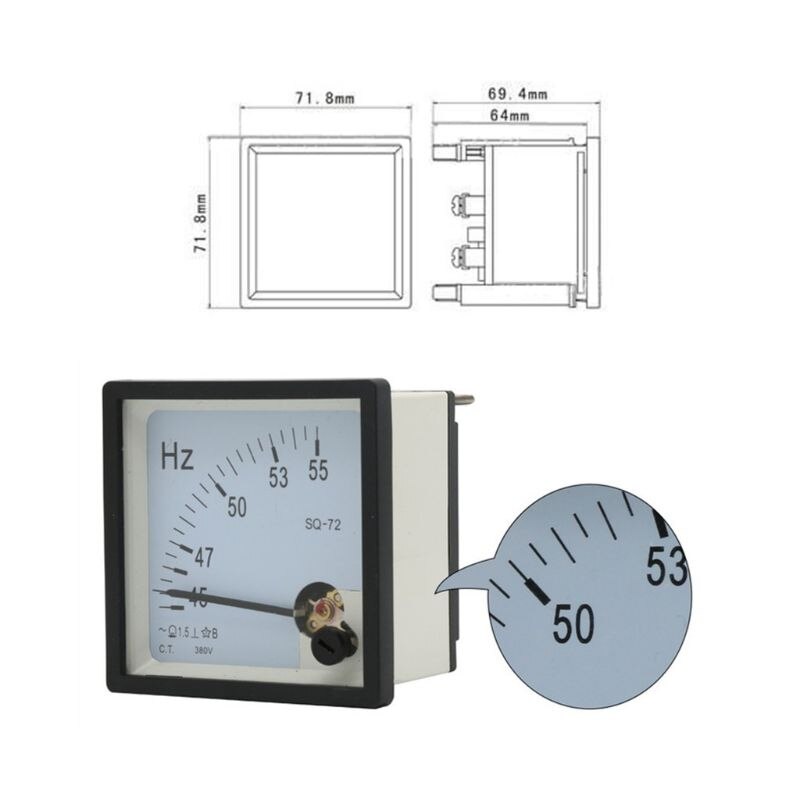 AC 100V 220V 380V Analog Panel Frequency Meter Tester Gauge Hertz Indicator 45-55Hz