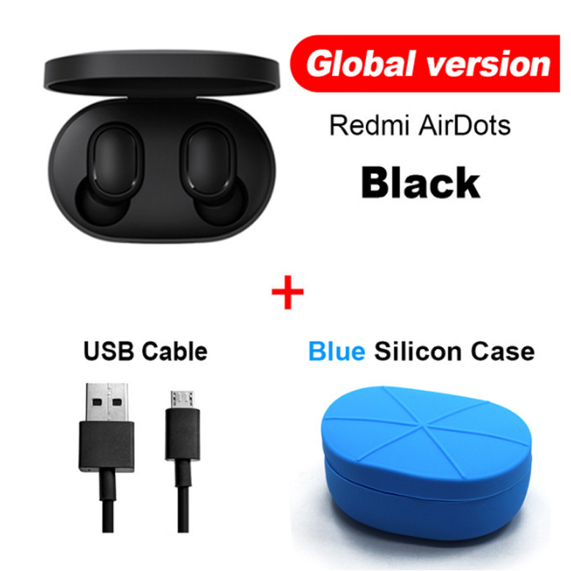 Original Xiaomi Redmi Airdots Xiaomi Wireless earphone Voice control Bluetooth 5.0 Noise reduction Tap Control in stock: GB Cable Blue Case