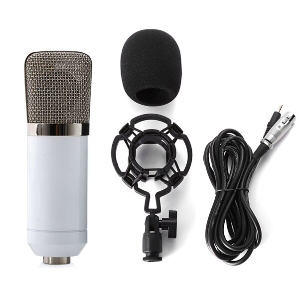 BM 700 Wired Handheld Microphone 3.5mm Condenser With Shock Mount Microphone For Recording Computer Microfono BM700: White Without Box