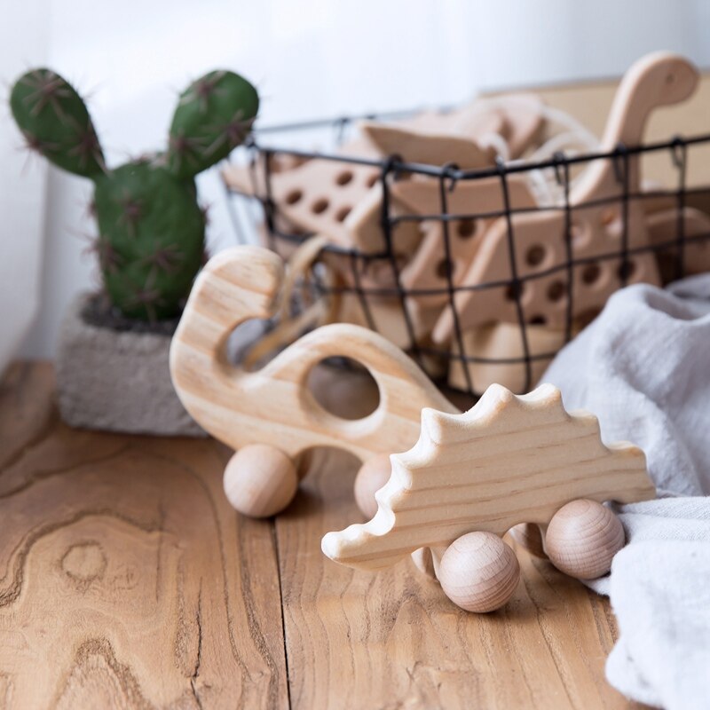 1Pc Leuke Baby Speelgoed Beuken Houten Dieren Honden Auto Cartoon Olifanten Montessori Speelgoed Voor Kinderen Tandjes Verpleging Baby Bijtringen