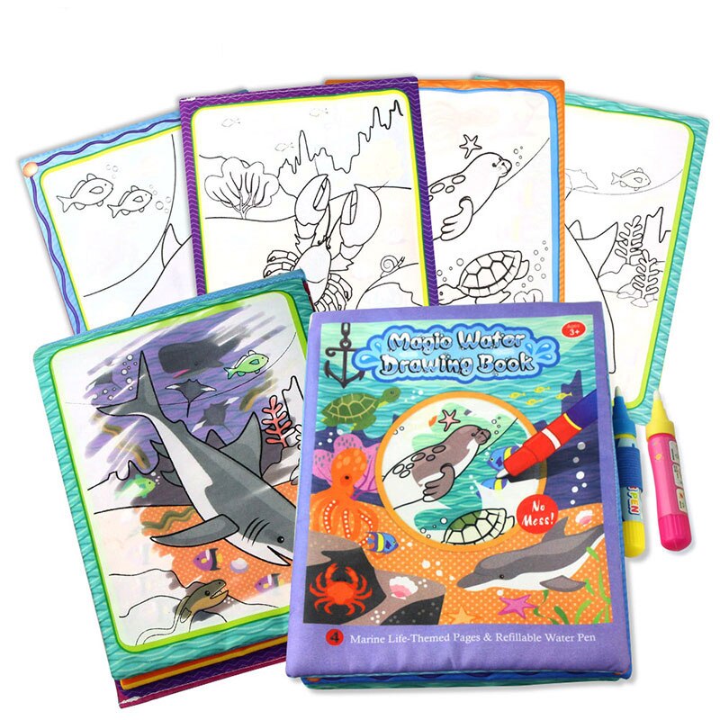 COOLPLAY Acqua Magica Disegno Libro Da Colorare Libro Libro di Doodle & Magic Pen Pittura Tavolo Da Disegno Per Bambini Giocattoli Regalo Di Compleanno: Marine Life