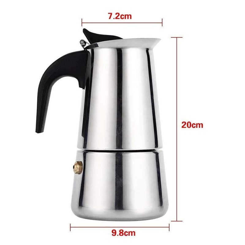 Stainless Steel Moka Latte Espresso Portable Coffee Maker Stovetop Filter Coffee Pots Percolator,300ML