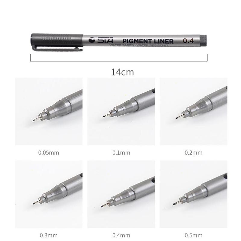 1Pcs Numbers Brushes Ink Marker Pen Waterproof Multipurpose Painting Supplies Black Sketching Pens Pigment Liner Fineliner