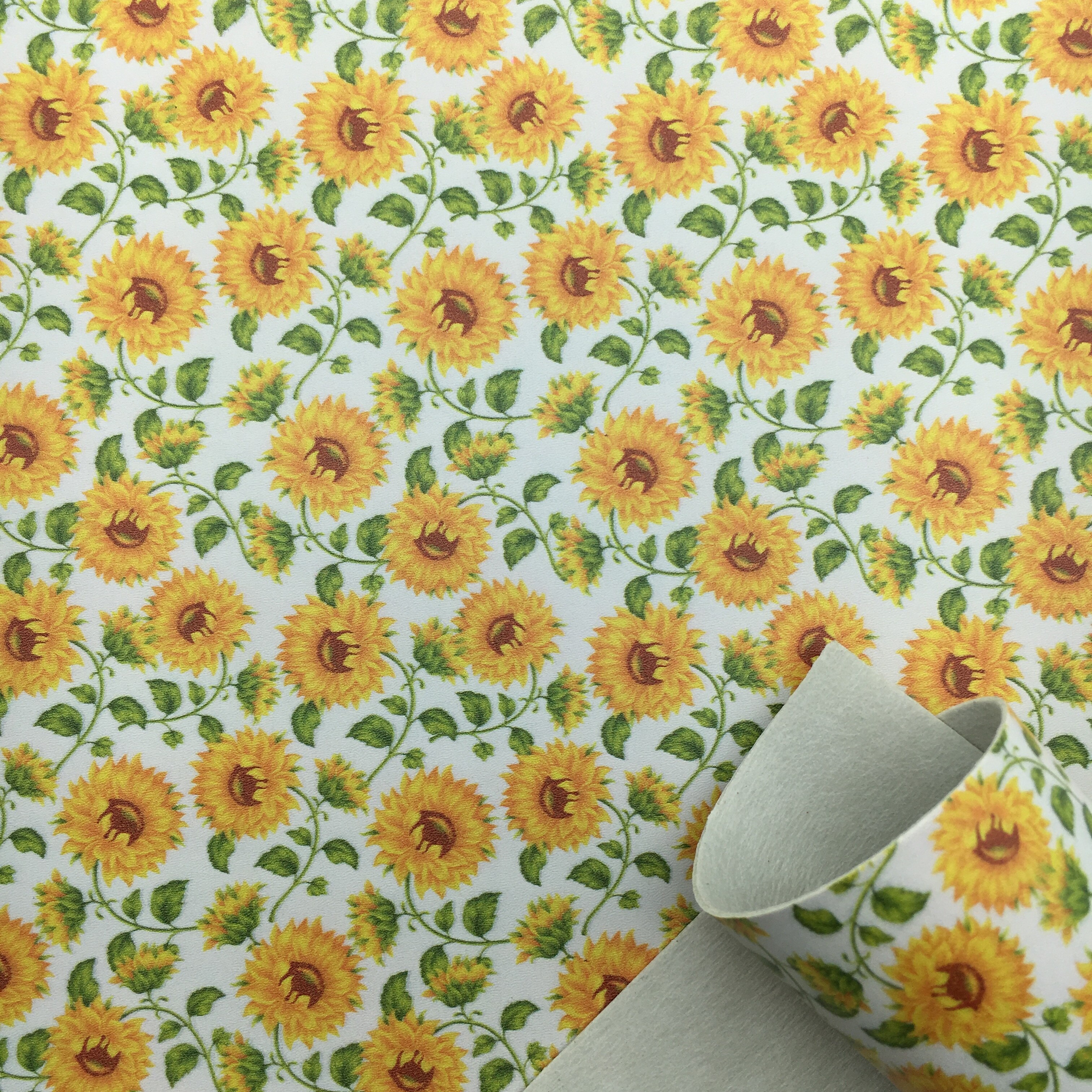 Gladde Textuur Faux Kunstleer Vel Bloemenprint Synthetisch Leer Stof Voor Bow Ambachten Diy Handgemaakte Materiaal, 1Yc20883: 1098330028 / Half Yard 50 X120cm