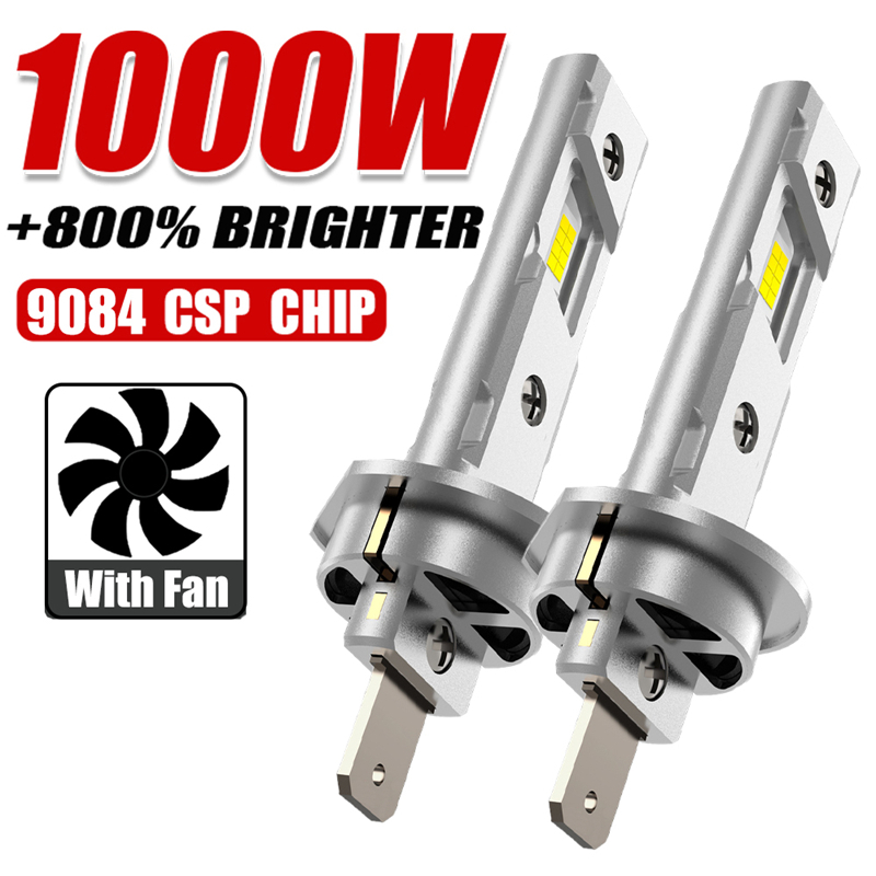 H1 H7 LED-koplampen CANBUS-verlichting Minilamp 1:1 formaat draadloze H1 H7-mistlamp met ventilator Auto LED Plug & Play 6000K 12V
